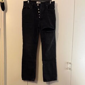 Agolde Black High-Rise Jeans with Branded Waist Label